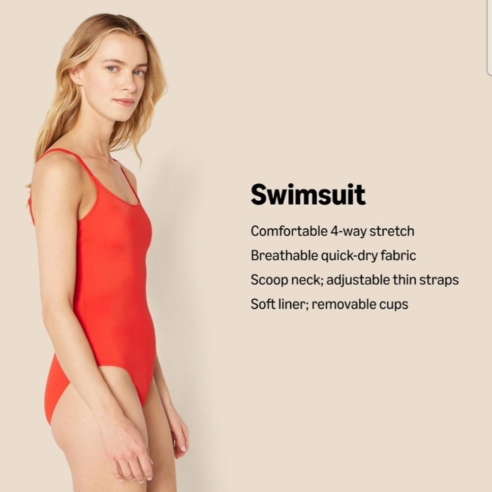 Amazon Essentials Women's Orange Scoop Neck One Piece Plus Size Swimsuit 5X/6X - Picture 5 of 9